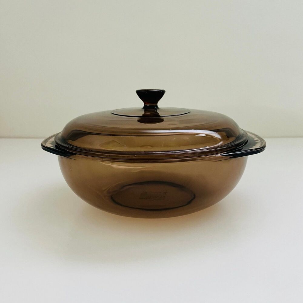 PYREX Amber Glass 024 Round 2L Casserole Baking Dish With Lid